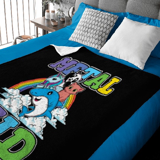 Unicorn Shark Panda Cat Love Music Rock Metal Kid Baby Blankets