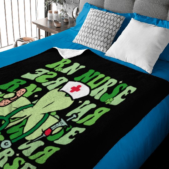 Groovy Registered Nurse Funny Shamrock Baby Blankets