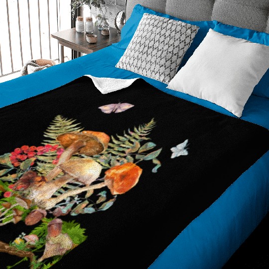 Watercolor Mushrooms Baby Blankets