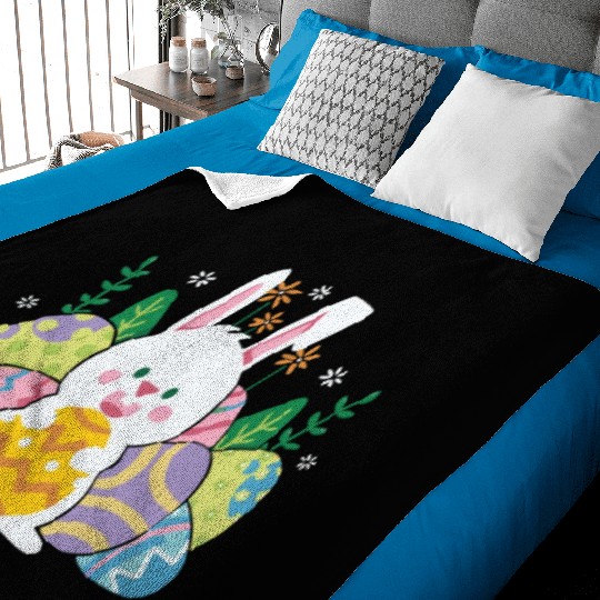 Cute Easter Bunny Egg Hunt Baby Blankets