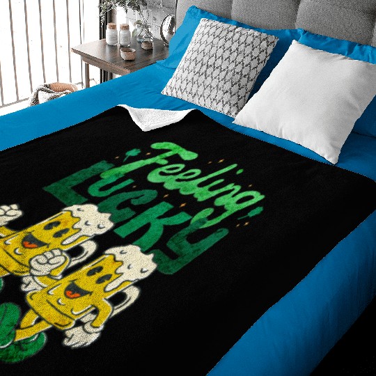 St Patrick's Day Feeling Lucky Retro Vintage Beer Baby Blankets