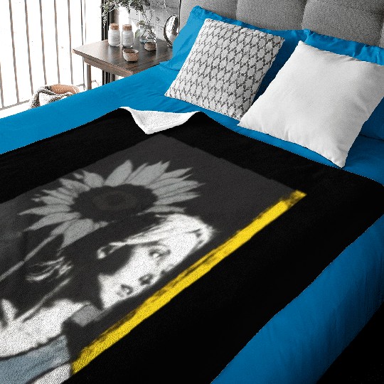 Art Painting Lover Sunflower Girl Art Painting Baby Blankets