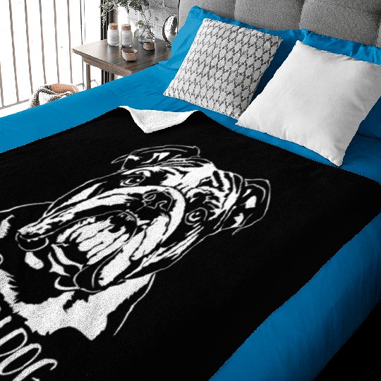 Loved by a Bulldog dog mom dog saying Baby Blankets