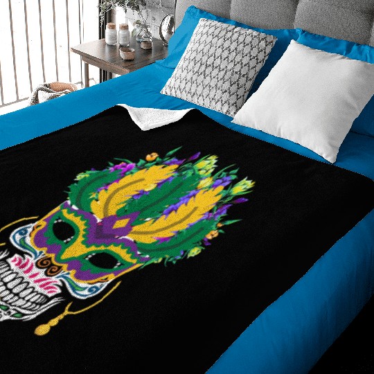 Dia De Los Muertos Mardi Gras Costume Flower Sugar Baby Blankets
