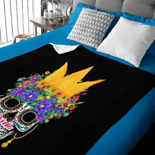 El Dia De Los Muertos Mardi Gras Costume Flower Baby Blankets