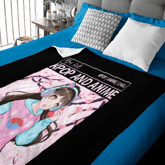 Kawaii Anime Girl Kpop Korean Flag Cherry Blossom Baby Blankets