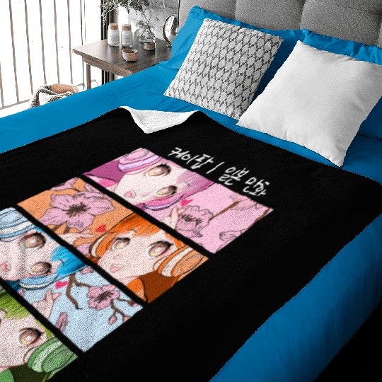 Cute Korean Pop Anime Girls Kpop Kdrama Baby Blankets