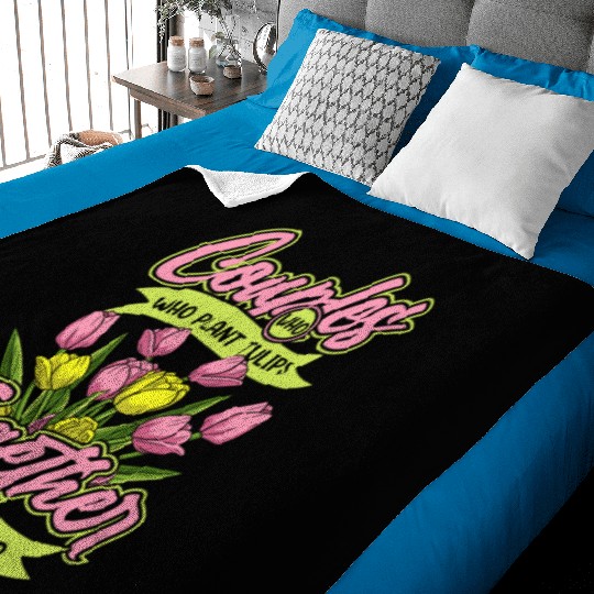 Tulip Gardening Couple Baby Blankets