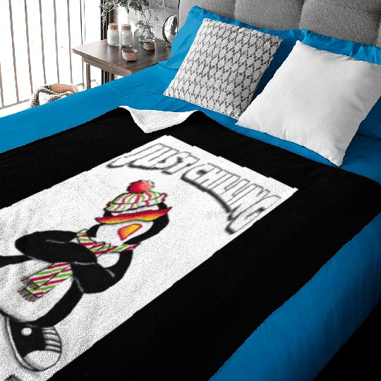Just Chilling Penguin by Black Sheep Graphix Baby Blankets