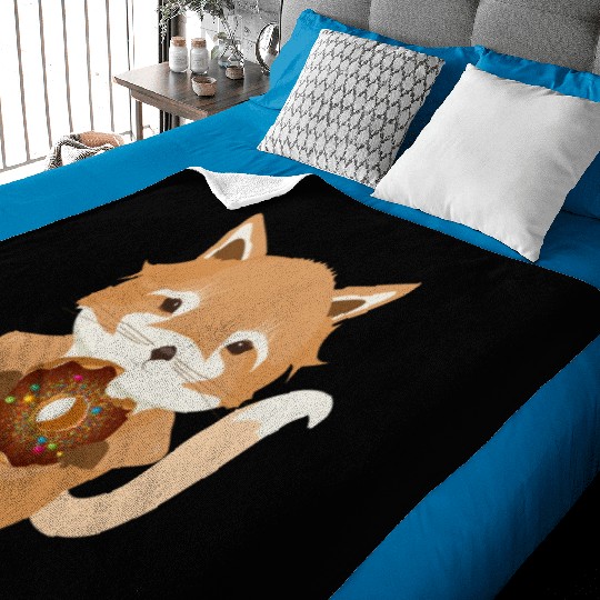 magical little fox with delicious donut Baby Blankets
