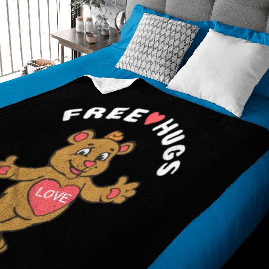 Free Hugs Teddy Bear Baby Blankets