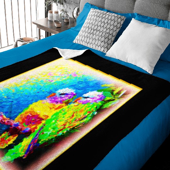 A Vibrant and Joyful Rainbow Birds. Buy Now Baby Blankets