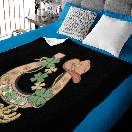 Lucky Shamrock Horseshoe Baby Blankets