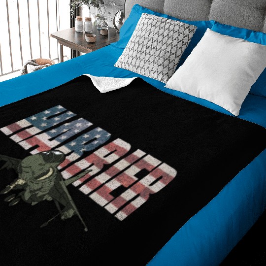 AV-8B Harrier Military Airplane American Flag Baby Blankets