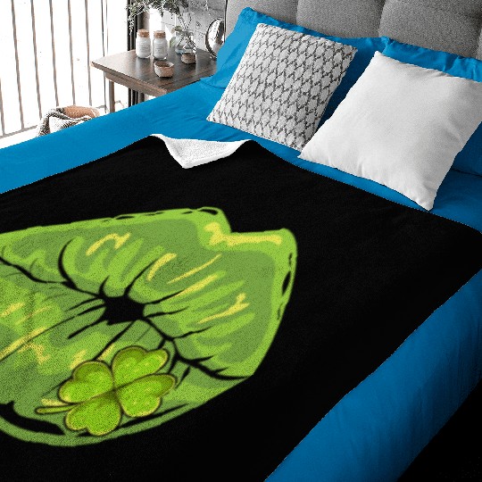 Irish kissing mouth shamrock St. Patrick's Day Baby Blankets