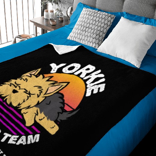 Funny Yorkie Running Team Baby Blankets