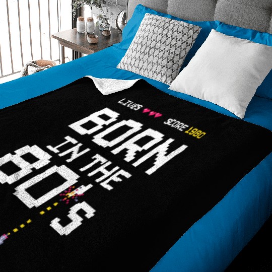 1980 Birtday Retro Gamer Pixel Born in the 80s Baby Blankets