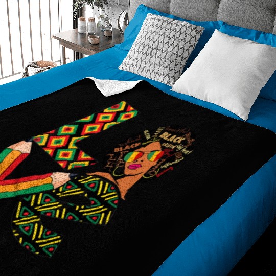 Teacher Love Afro African American Baby Blankets