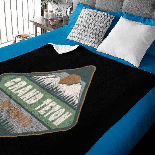 Grand Teton Wyoming US Vintage Hiking Design Baby Blankets