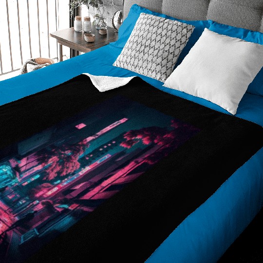 Tokyo Japan Japanese Aesthetic Graphic Night Scene Baby Blankets