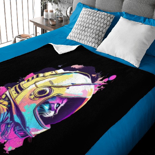 Aesthetic Vaporwave Space Cat 80s 90s Astronaut Baby Blankets