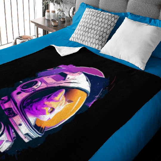Aesthetic Vaporwave Space Cat 80s 90s Astronaut Baby Blankets