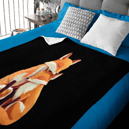 Fox forest animal foxes siblings bro sis nature Baby Blankets