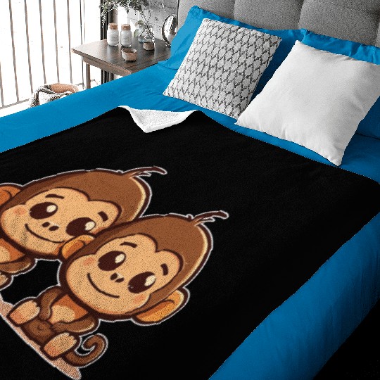 Monkeys siblings brother sister family love ape Baby Blankets