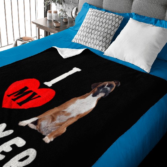 I Love my Boxer Dog Pet Lover Mom Dad Apparel Baby Blankets