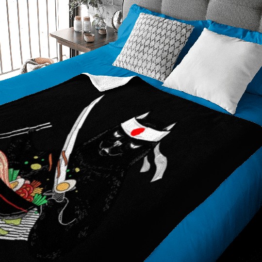 Cute Cat Eating .Japanese Culture Baby Blankets