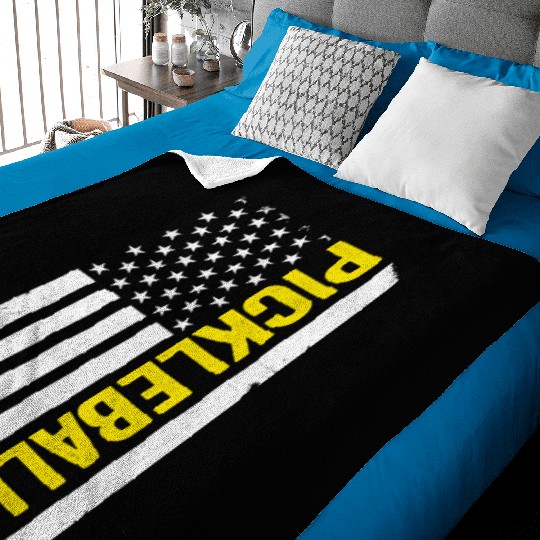 American Flag US 4th Of July Pickleball Funny Baby Blankets