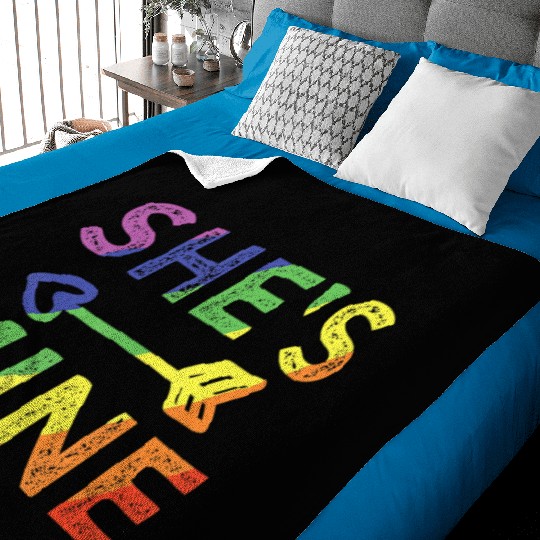 Lesbian Couple She s Mine I m Hers Matching LGBT Baby Blankets