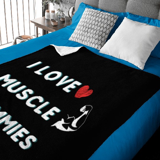 I Love Muscle Mommies funny qoute Baby Blankets