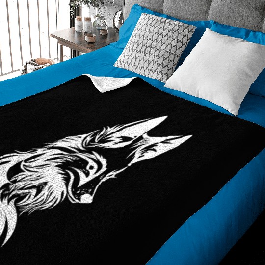 Elegant Fox Portrait In T Tattoo Ink Baby Blankets