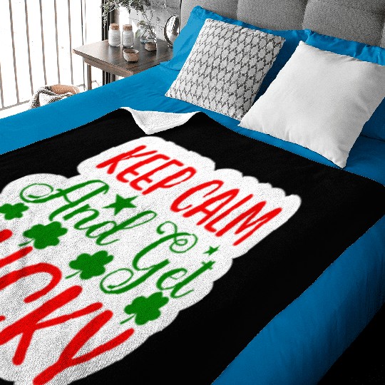 Keep Calm And Get Lucky Baby Blankets