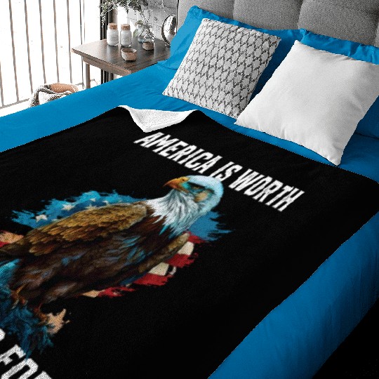 America is Worth Fighting For American Bald Eagle Baby Blankets