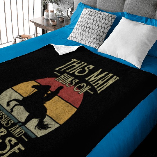 this man runs on jesus and horse Baby Blankets