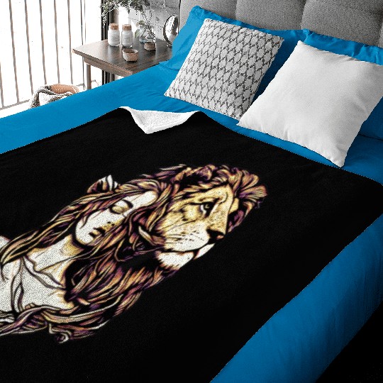 Queen Lion Woman Elf Fantasy Art Lovers Lion Lover Baby Blankets