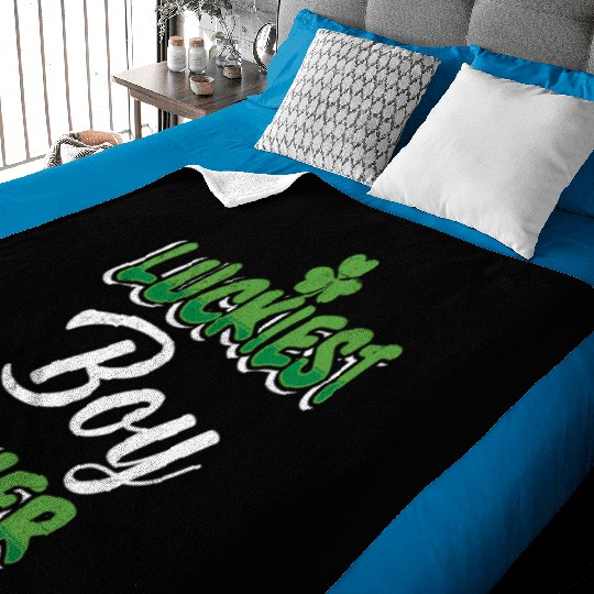 St. Patrick's Day saying Luckiest Boy ever Baby Blankets