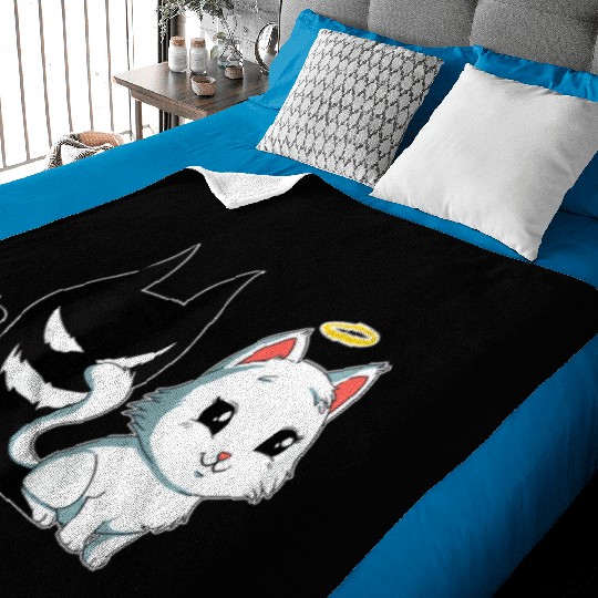 Funny Angel Devil Cat Baby Blankets Sweet Dearly Kitty D