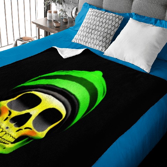 "Green Beanie Skull" Baby Blankets