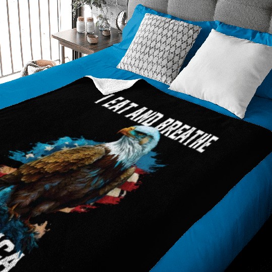 I Eat and Breathe America American Bald Eagle Baby Blankets