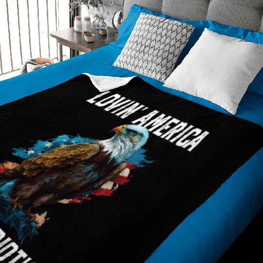 Lovin America Livin Patriotic American Bald Eagle Baby Blankets