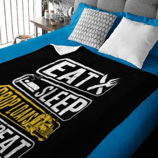 EAT SLEEP DROP LOADS REPEAT Truck Driver Funny Nov Baby Blankets