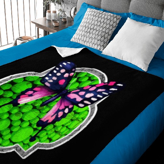 Purple Butterfly, Green Dots, Astrology Baby Blankets