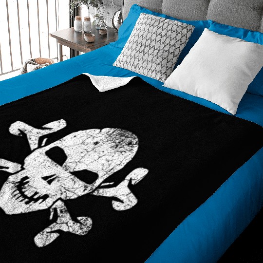 Cracked Skull And Crossbones Baby Blankets