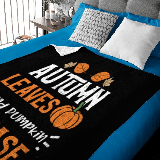 Autumn Leaves And Pumpkin Please Baby Blankets