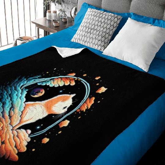 Astronaut Cat Space Cat on Galaxy Cat Lover Baby Blankets