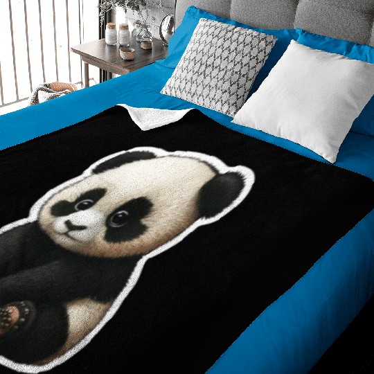 Cute little Panda playing design Baby Blankets