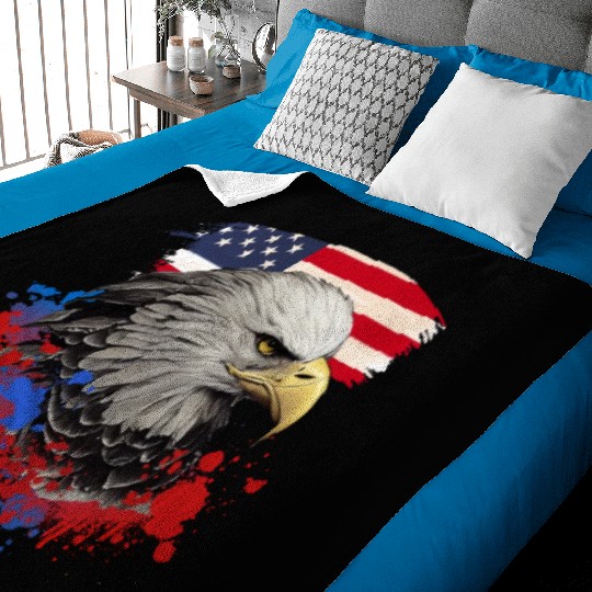 Bald Eagle Patriotic American Bird US Flag Baby Blankets